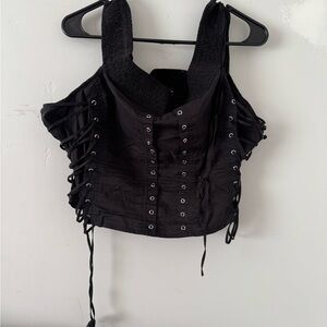 Forever 21 Black Lace-Up Crop Top